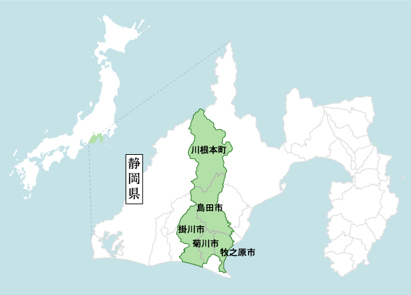 静岡県掛川市、川根本町、島田市、菊川市、牧之原市にある茶草場